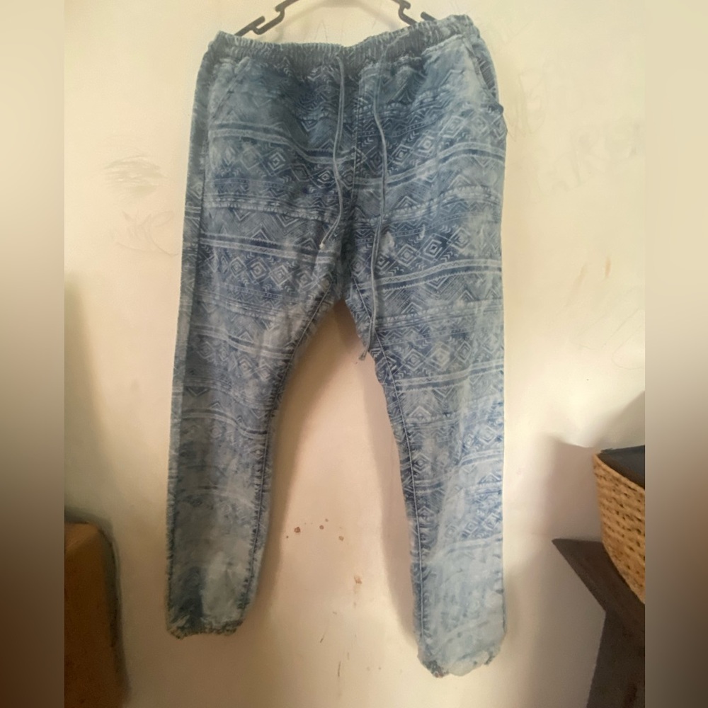 Large blue, drawstring jeans